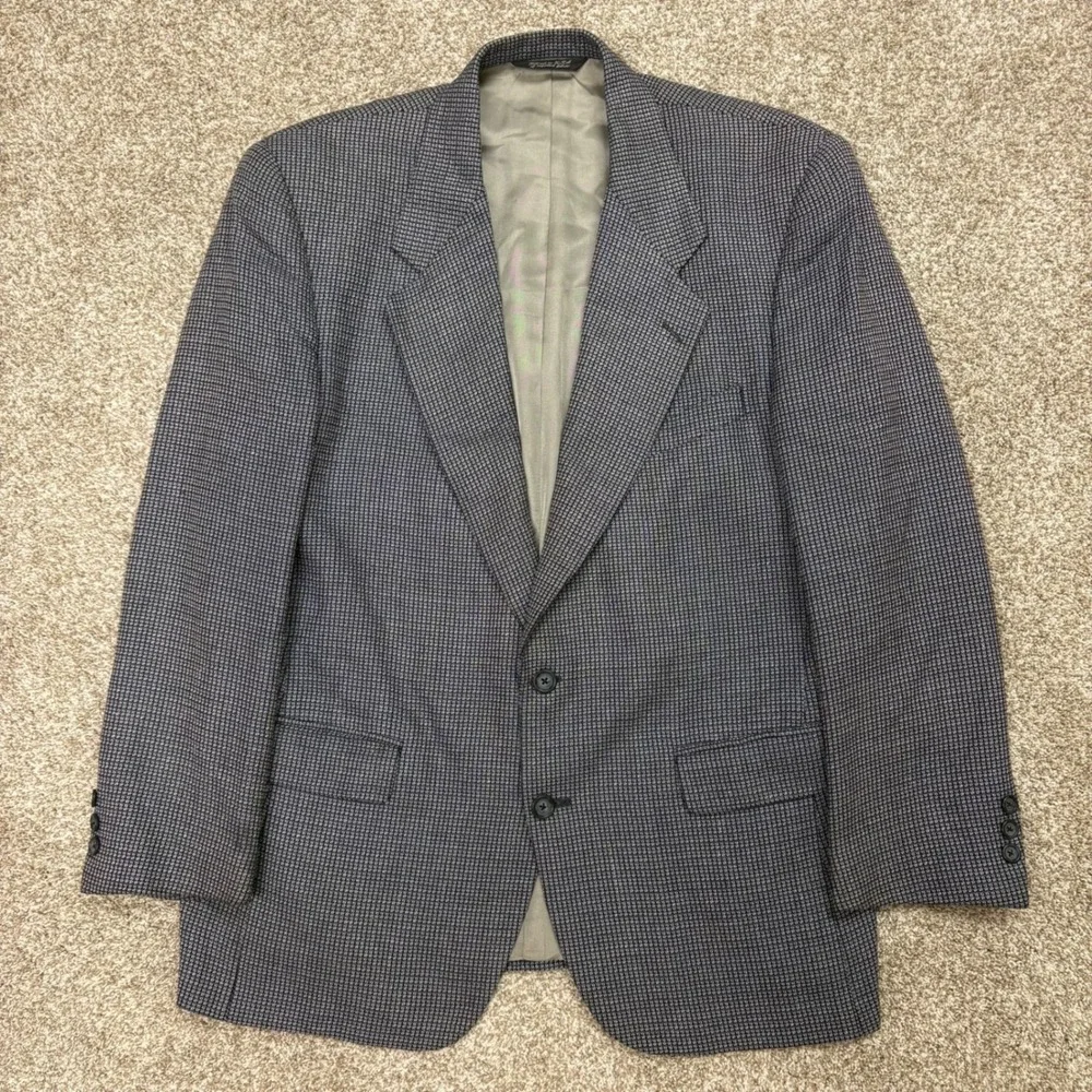 Vintage 80s Christian Dior Monsieur Single-Breasted Houndstooth Sport Coat 42R